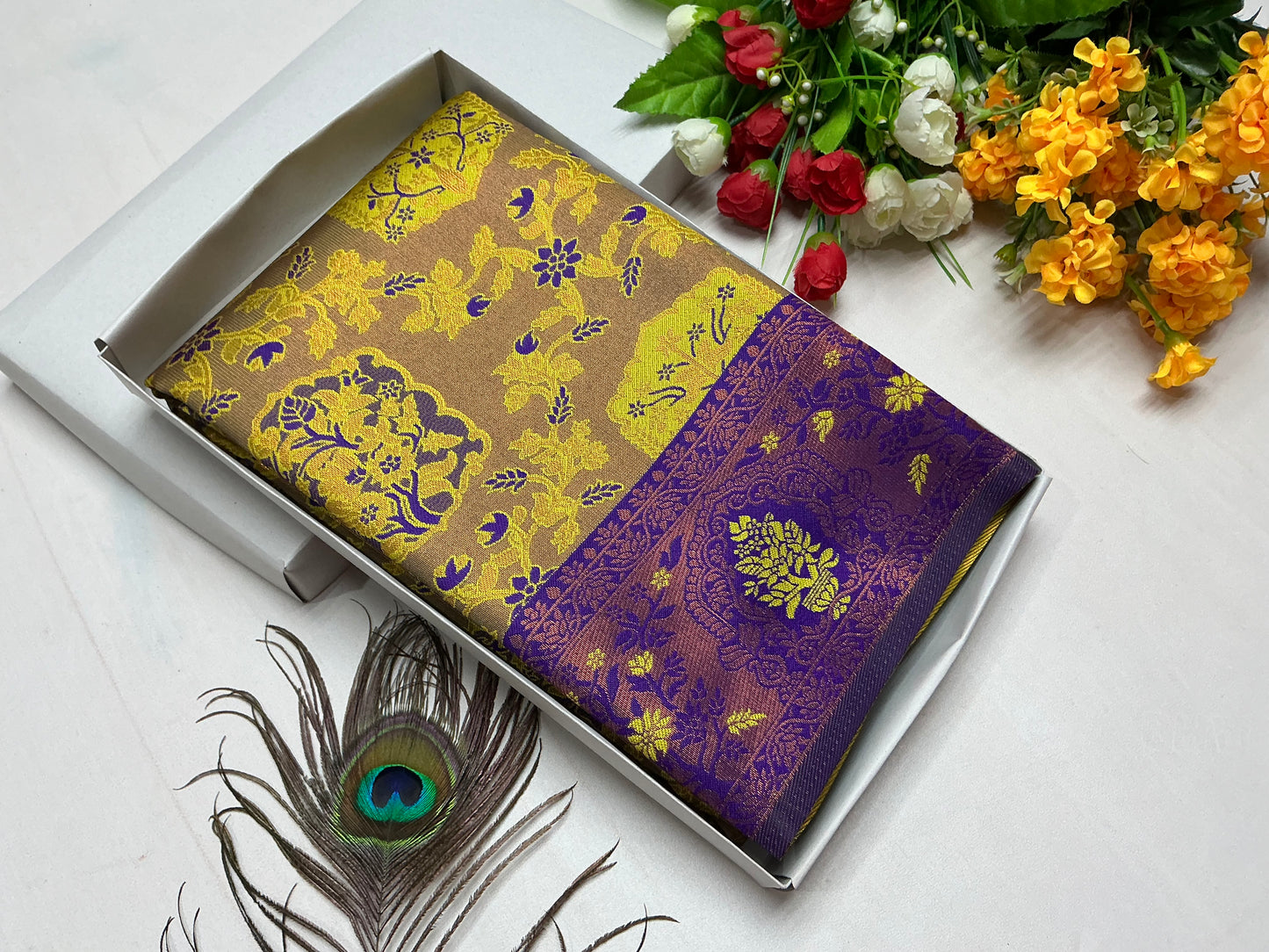 Bridal Saree β Lavender Violet with Silver Gold Zari