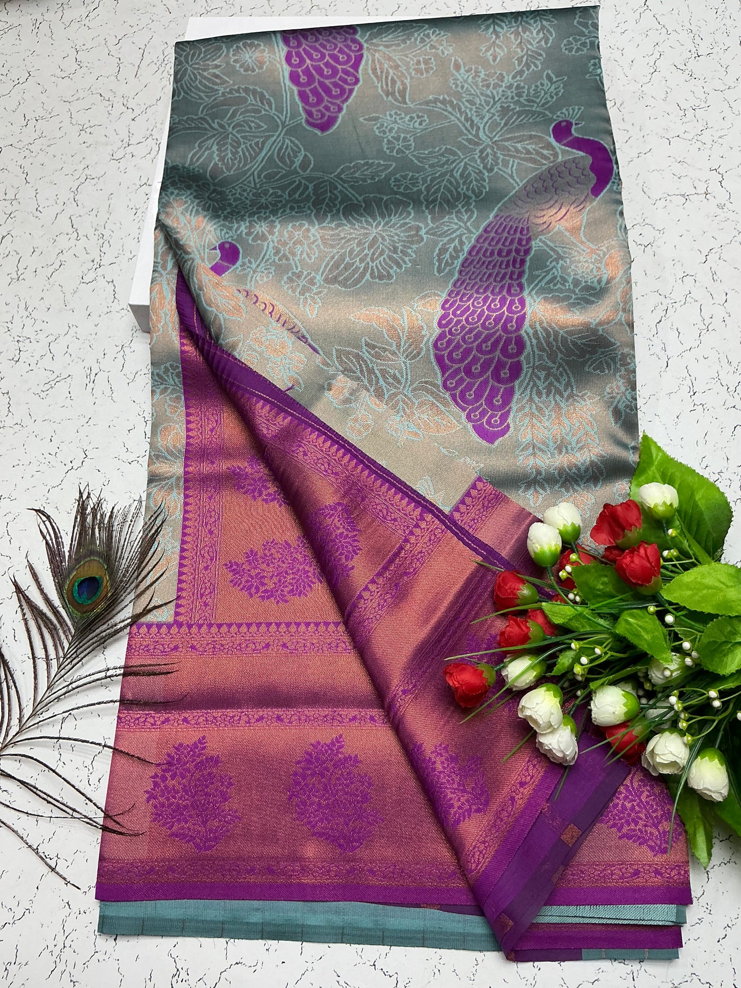Bridal Saree β Orchid Purple with Pink Zari Weave