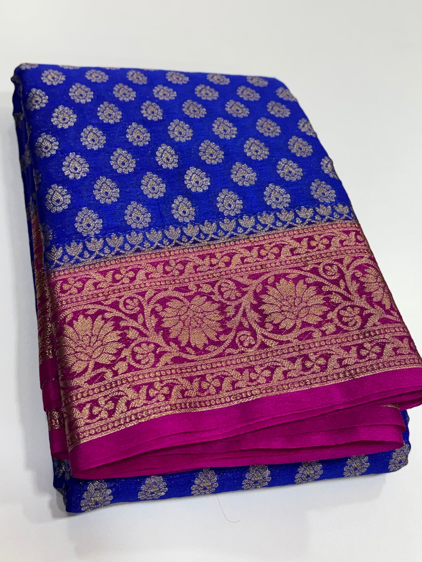 Premium Banarasi bridal sarees - royal blue -rani pink combination