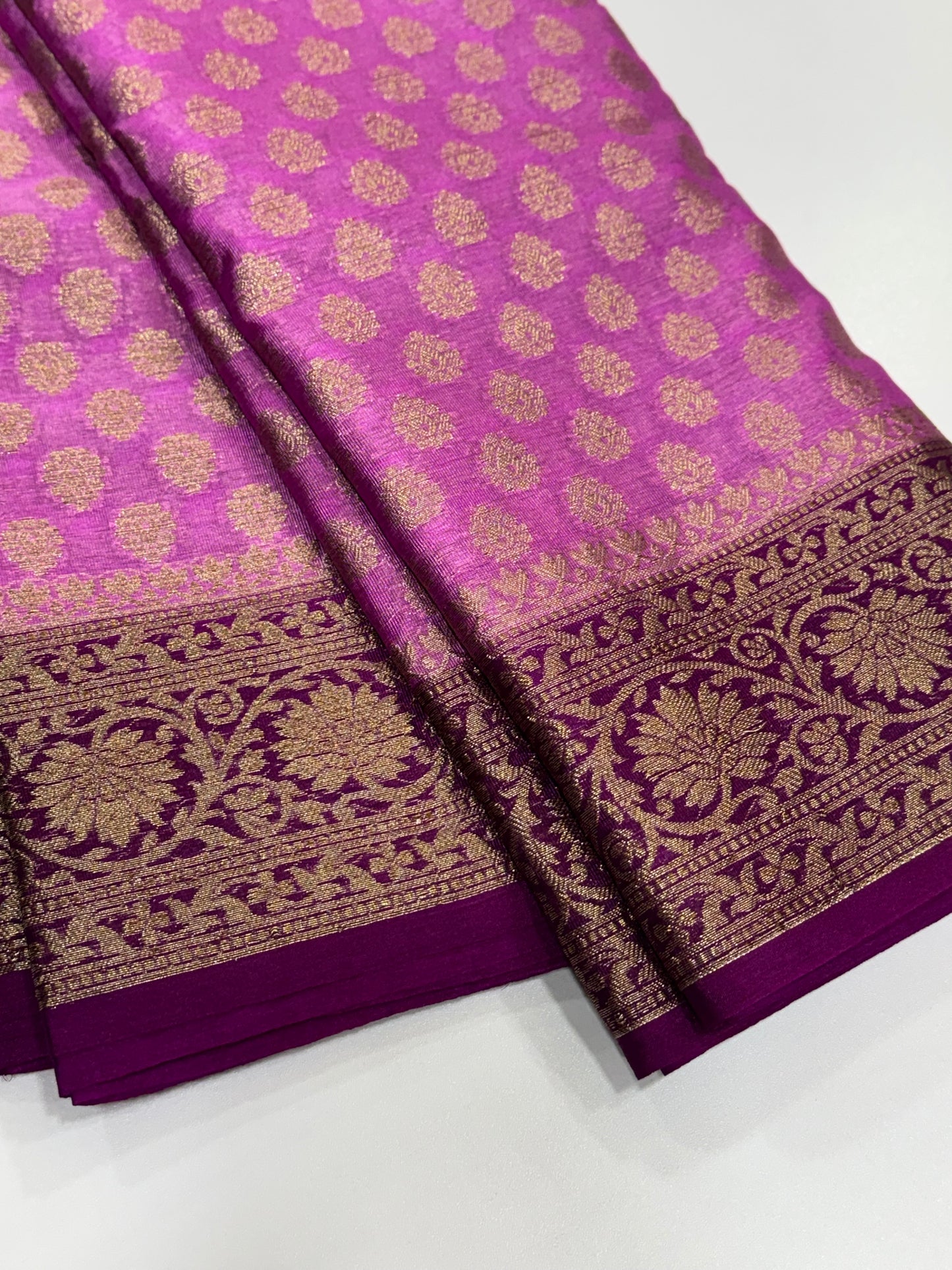 Premium Banarasi silk saree - elegant rose with mejanta wine colour