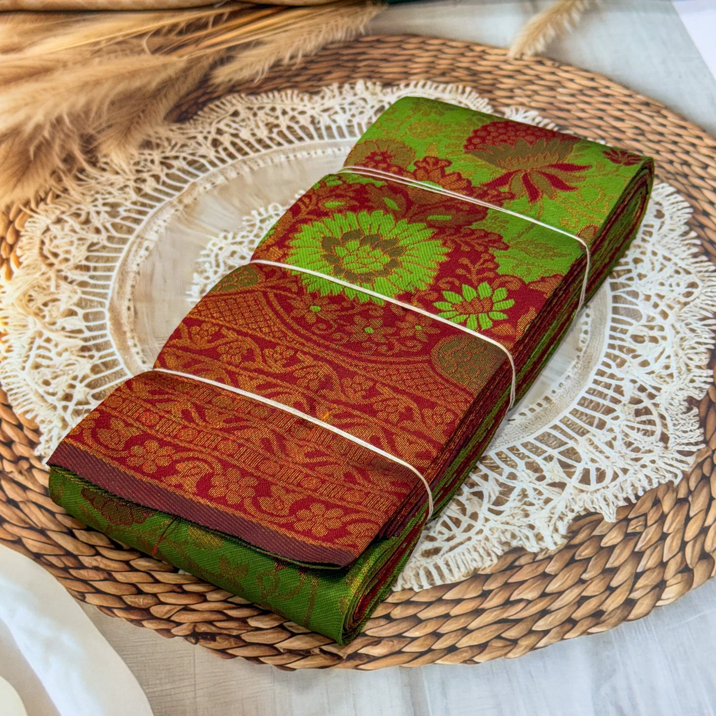 Kubera Pattu Saree β Royal Ruby Floral Weave