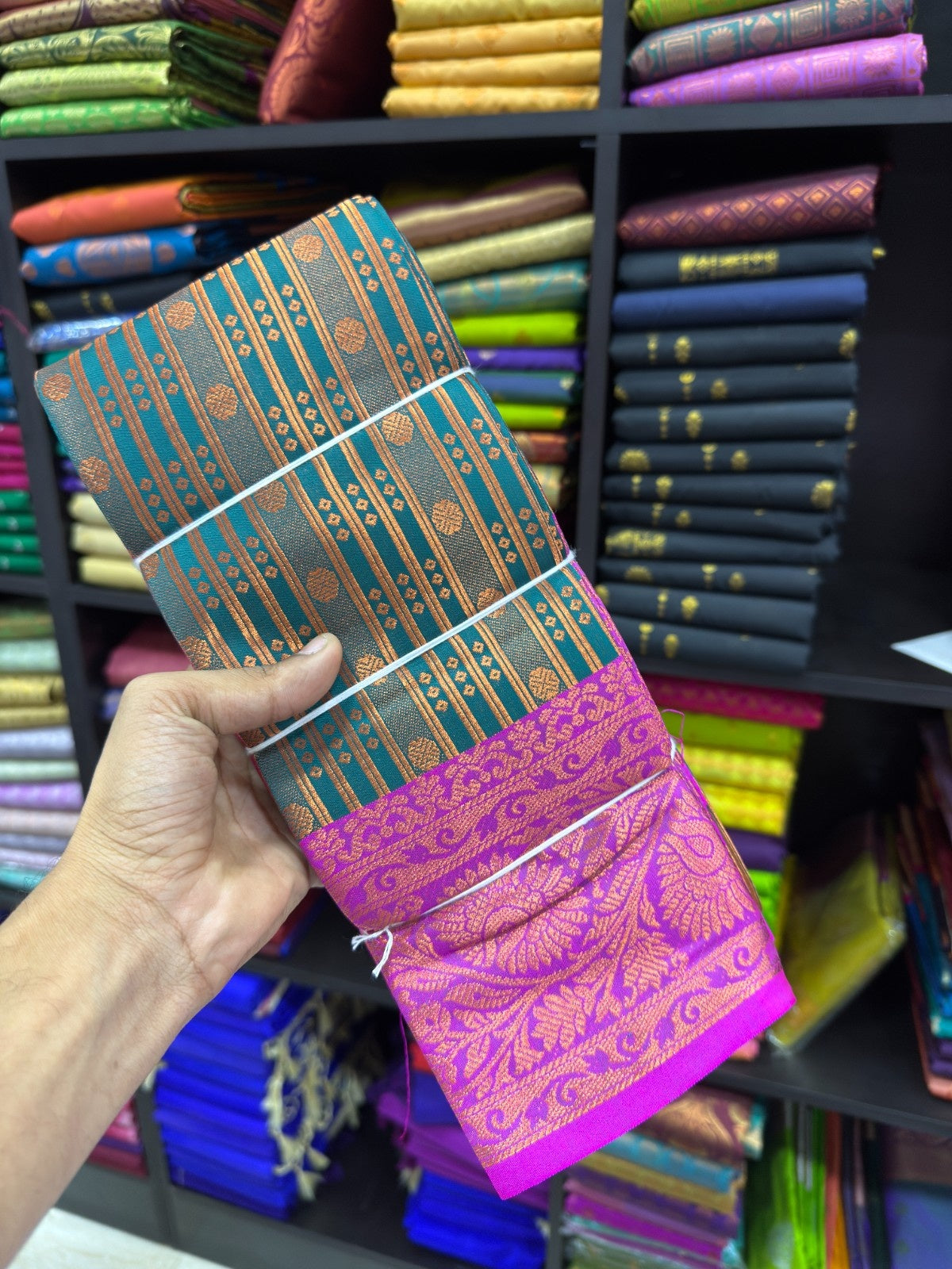 Vairaoosi Bridal Saree green with rose
