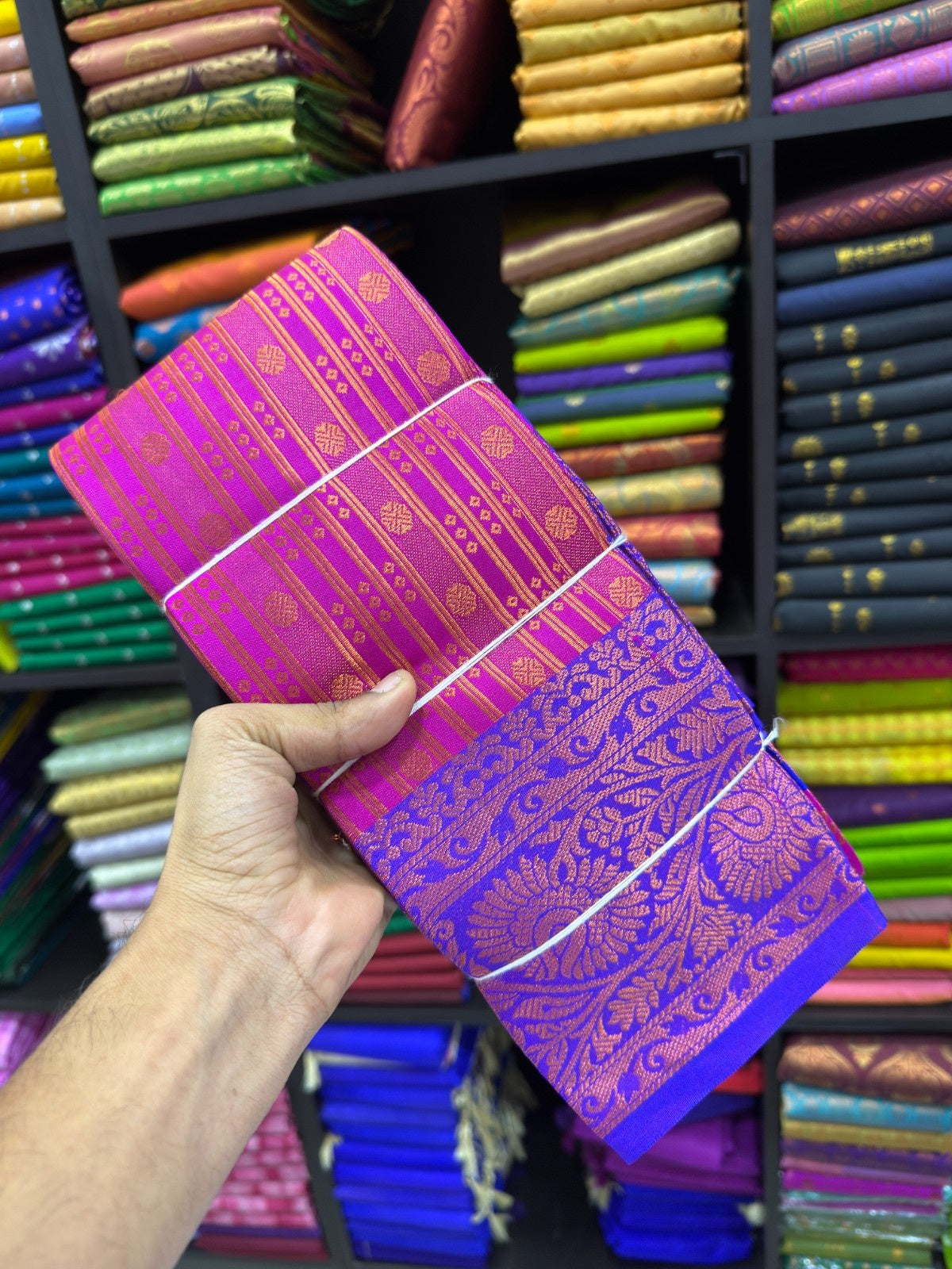 Vairaoosi Bridal Saree rose with blue