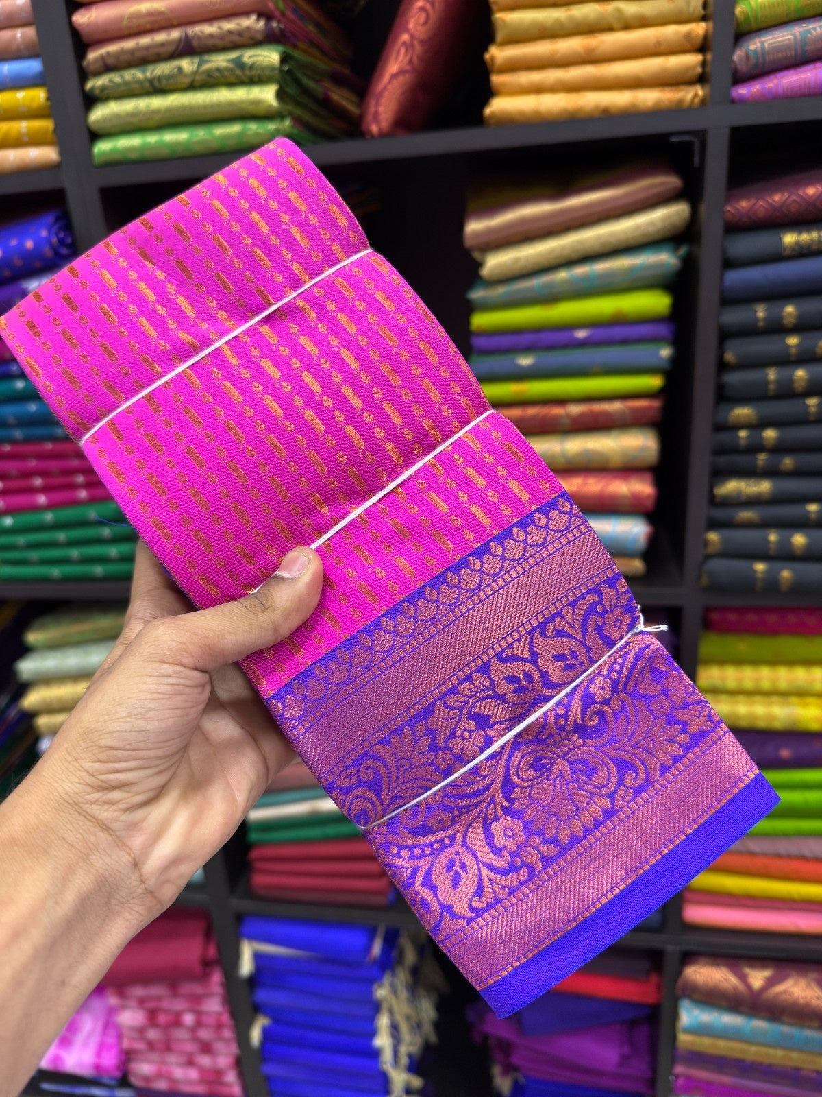 Vairaoosi Bridal Saree rose with blue