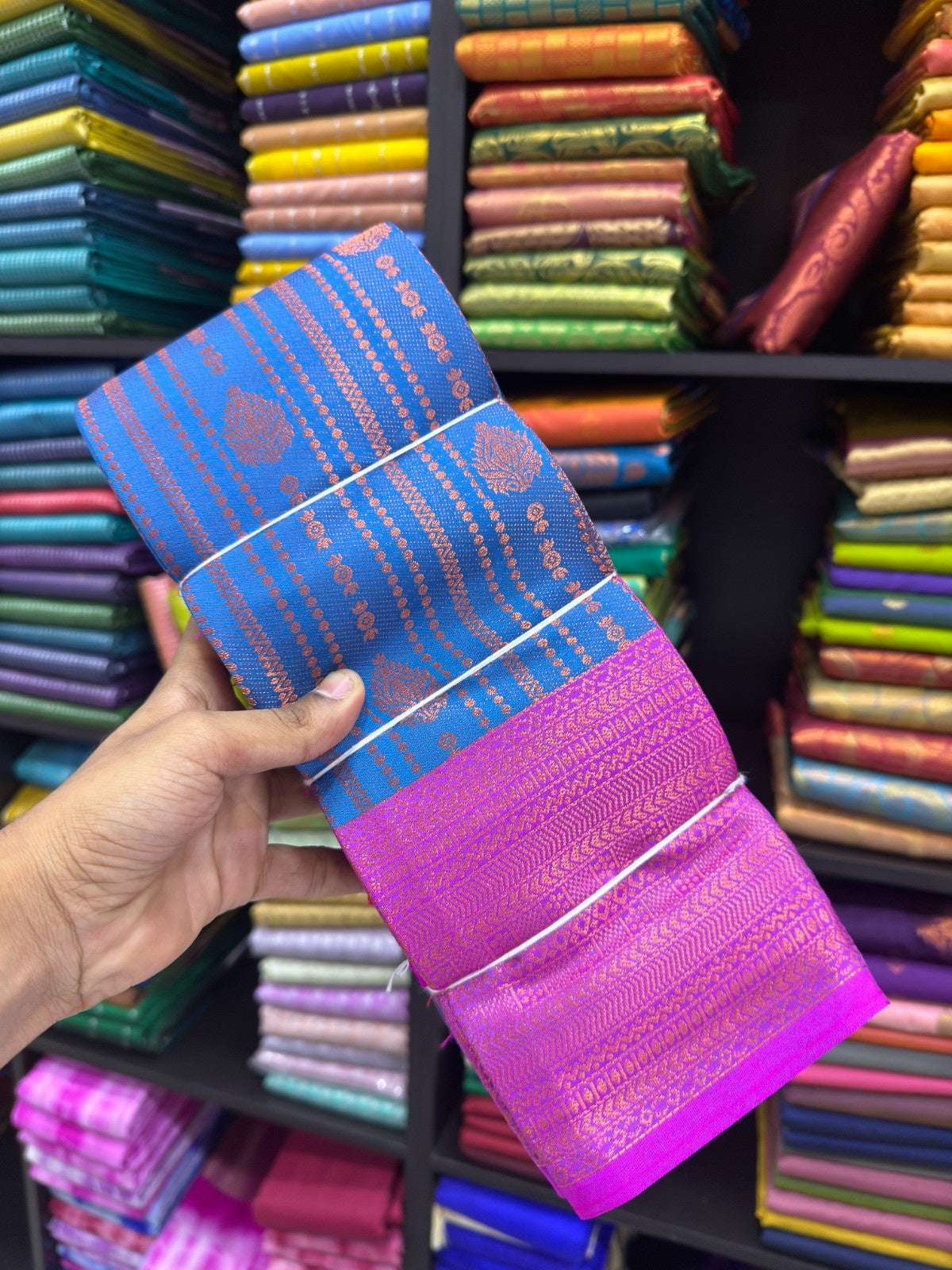 Vairaoosi Bridal Saree blue with rose