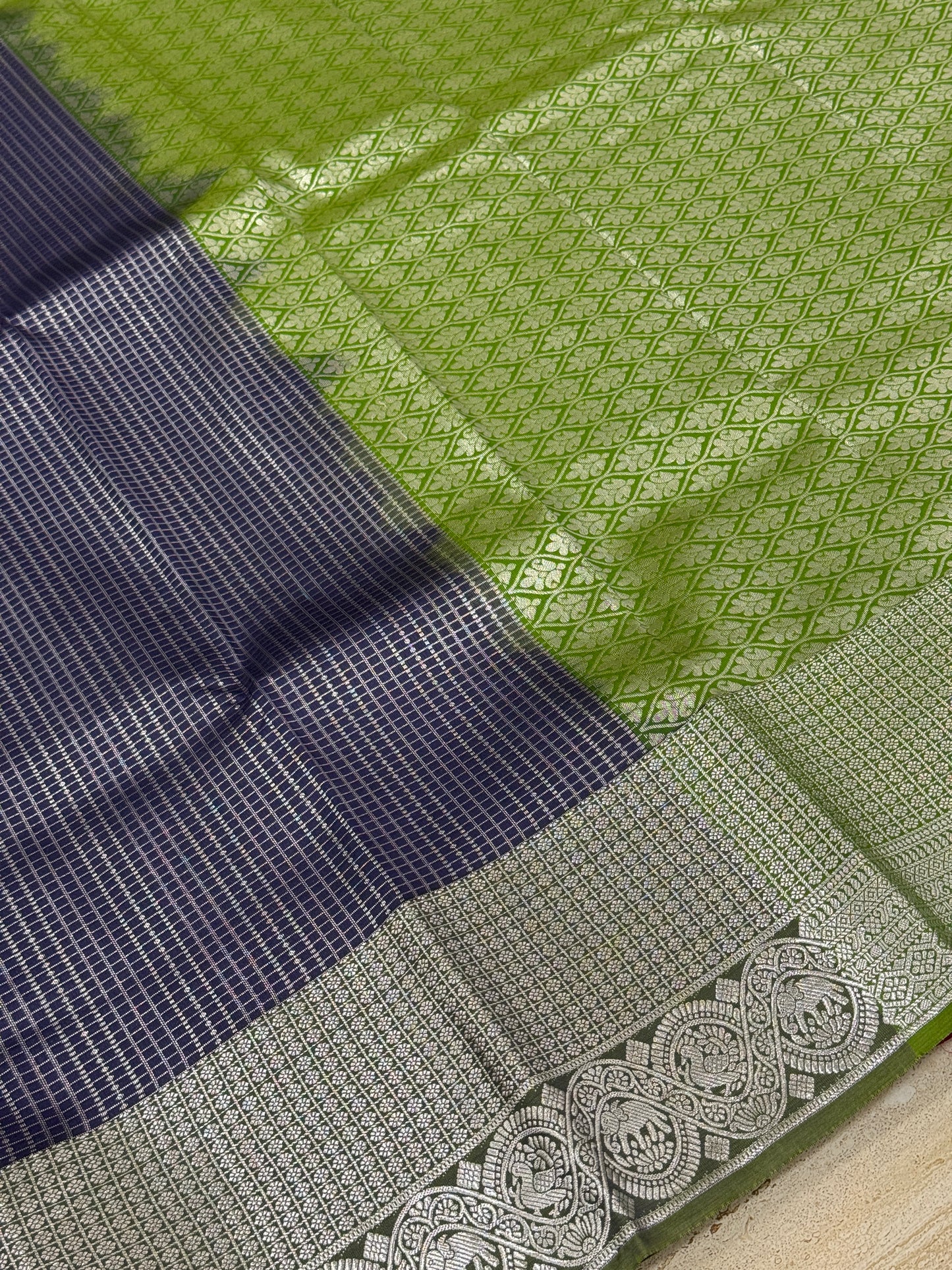 Elampillai Silver Bridal Sarees Blue With green