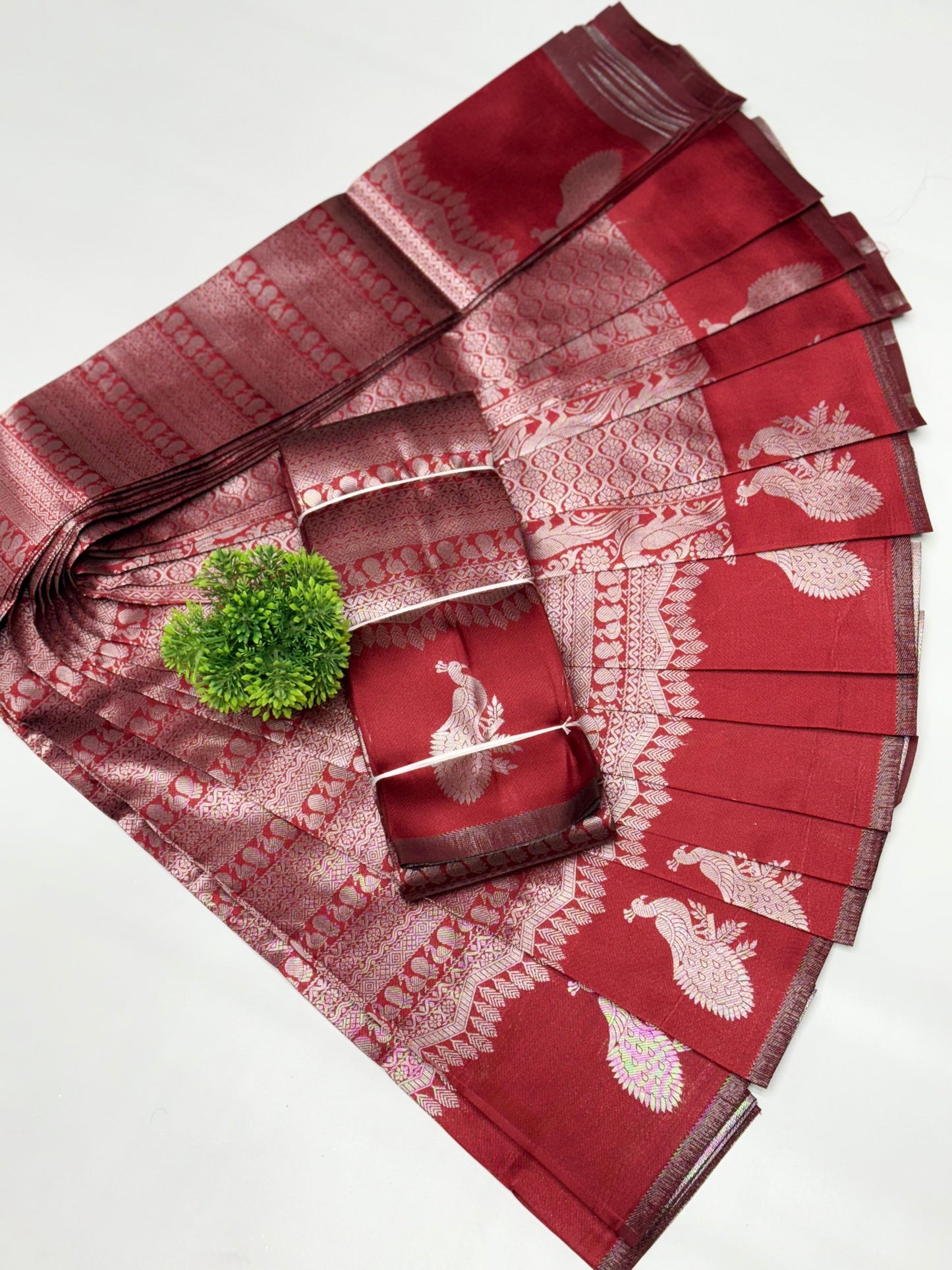 Peacock silver Bridal Saree red with silver
