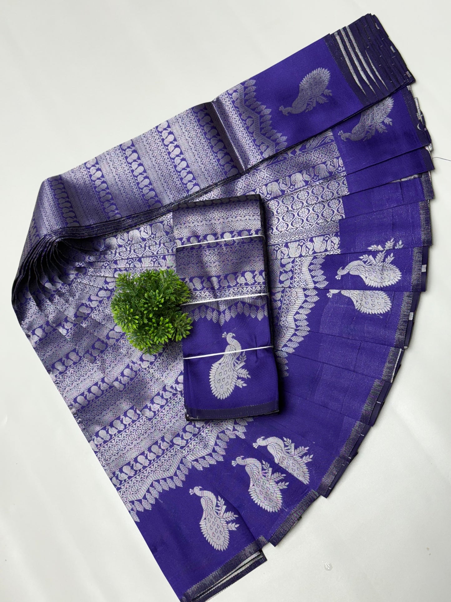 Peacock silver Bridal Saree violet