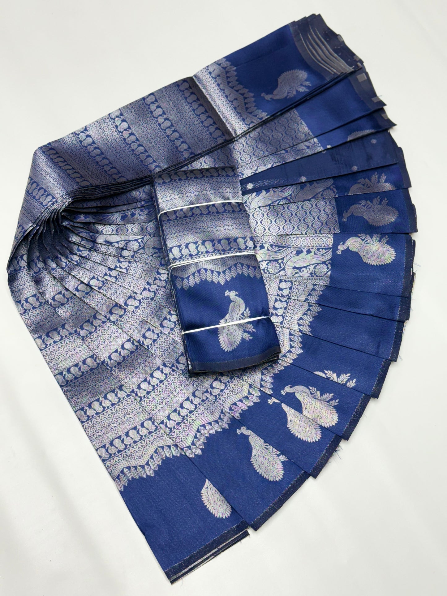 Peacock silver Bridal Saree navy blue