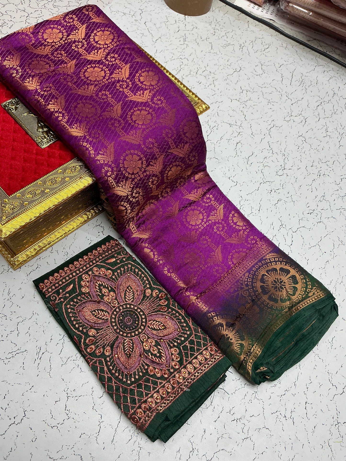 Mulberry_Bridal_Saree_Purple_BottleGreen