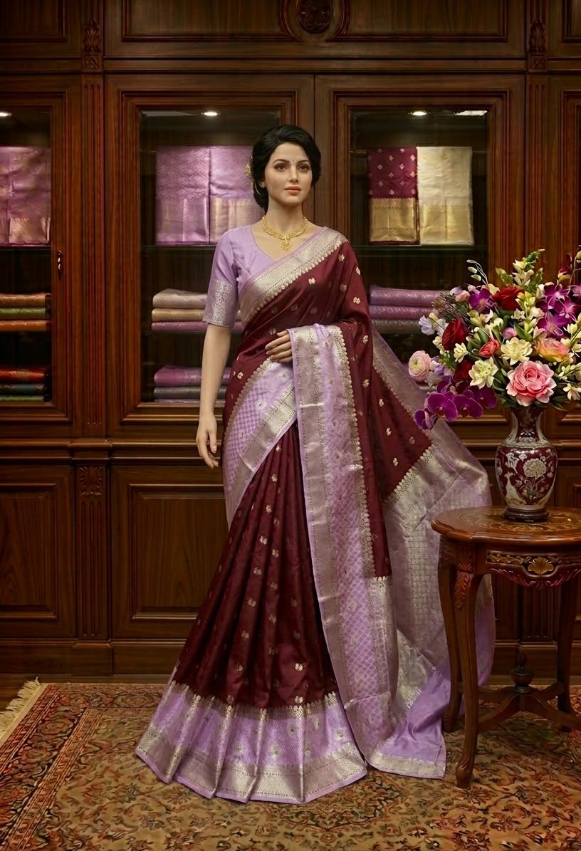 Warm Silk Saree Marron