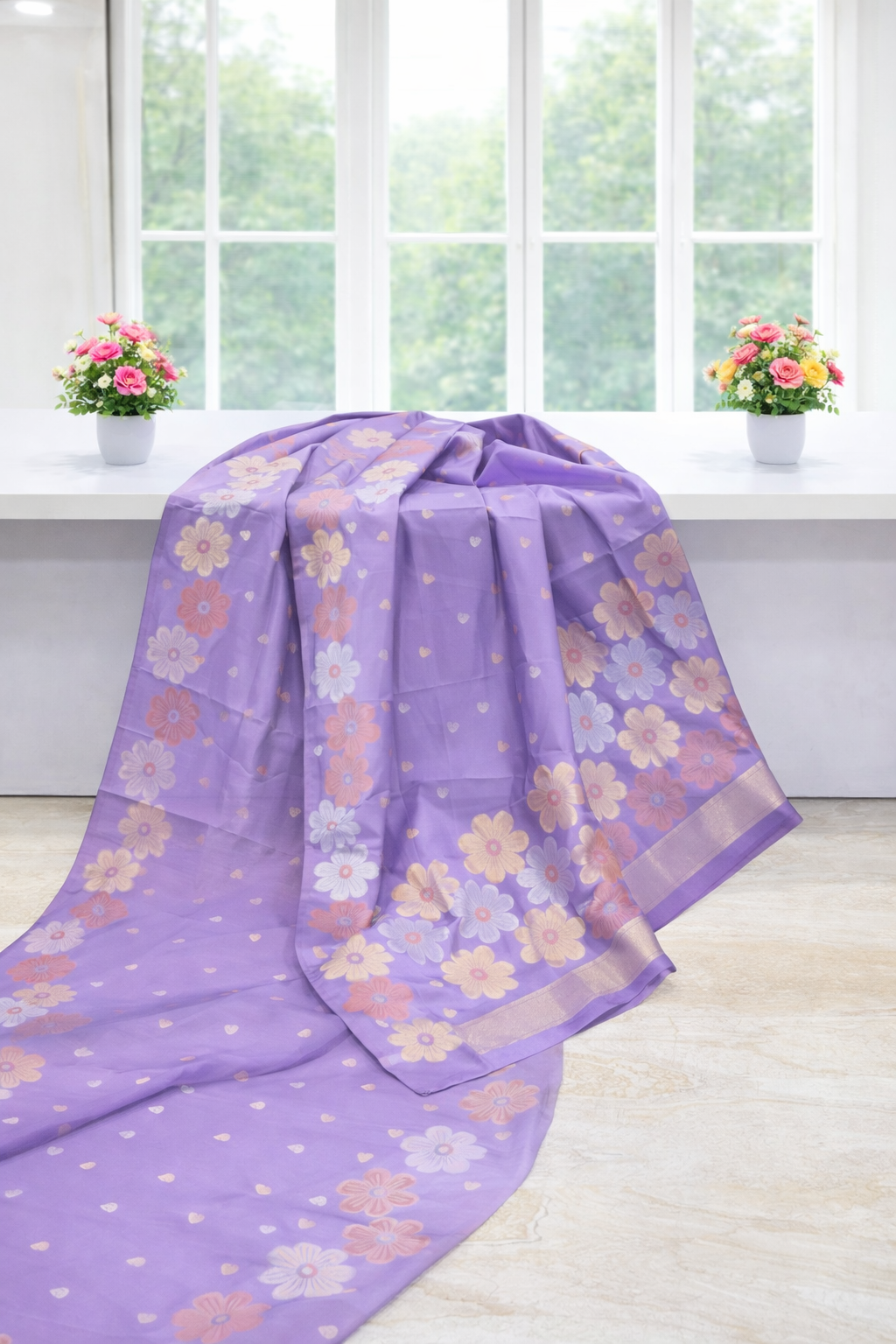 Classic Soft Silk Saree with Elegant Floral Motifs