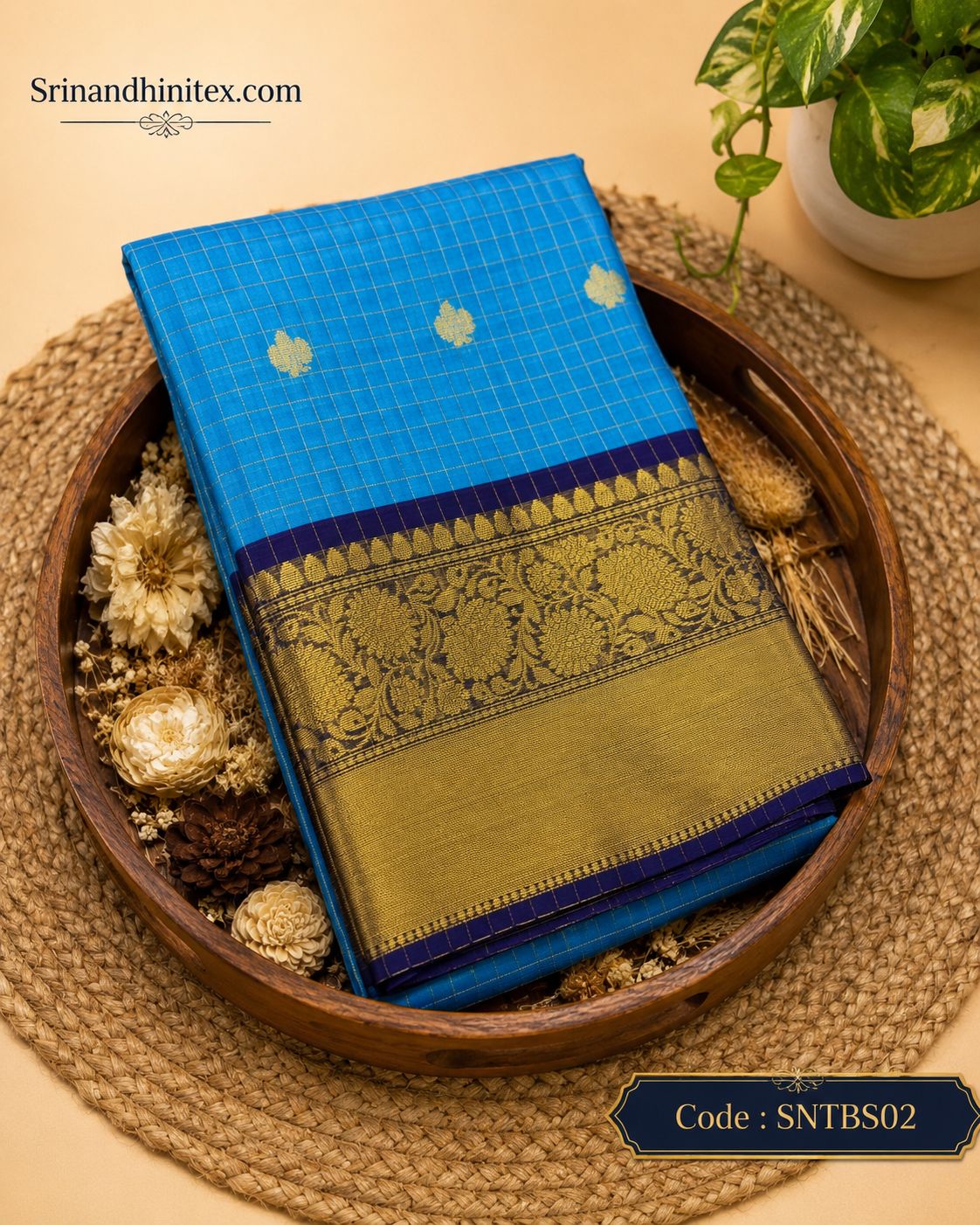Premium Soft Silk Saree – Sky Blue with Royal Purple Contrast | Traditional Wedding Silk Saree | Sri Nandhini Tex | SNTBS02