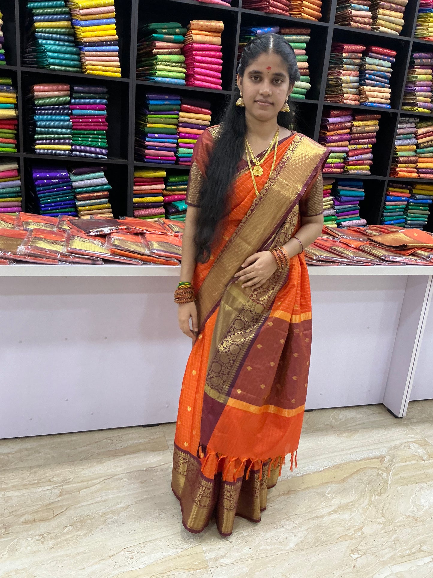 Premium Banaras Soft Silk Saree – Trending Rust Orange with Brown  Zari Border | Traditional Wedding & Festive Saree | Sri Nandhini Tex | SNTRO06