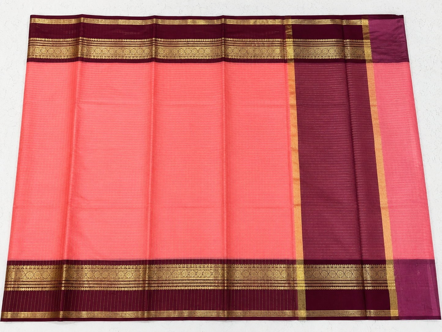 Banaras Soft Silk Saree | Elegant Zari Border | Baby Pink with Wine Maroon | Sri Nandhini Tex | Code: SNTPSS007