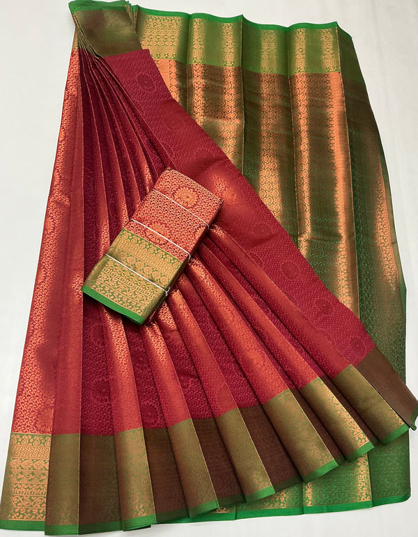 Trending semi Kanchipuram vairaoosi bridal saree’s