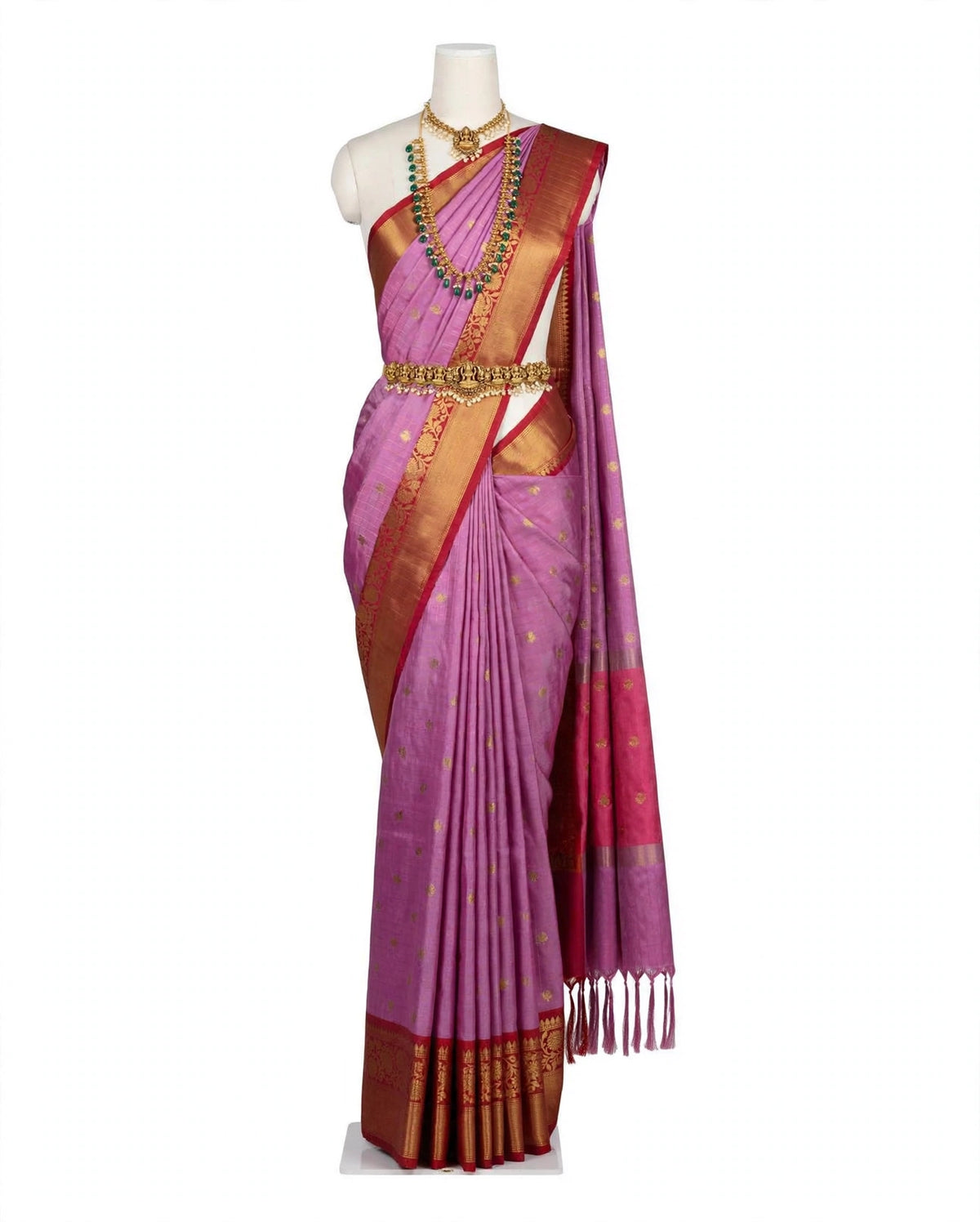 Banaras Silk Cotton Saree – Rich Lavender pink with Magenta & Antique Gold Zari | Sri Nandhini Tex SNTBSC001