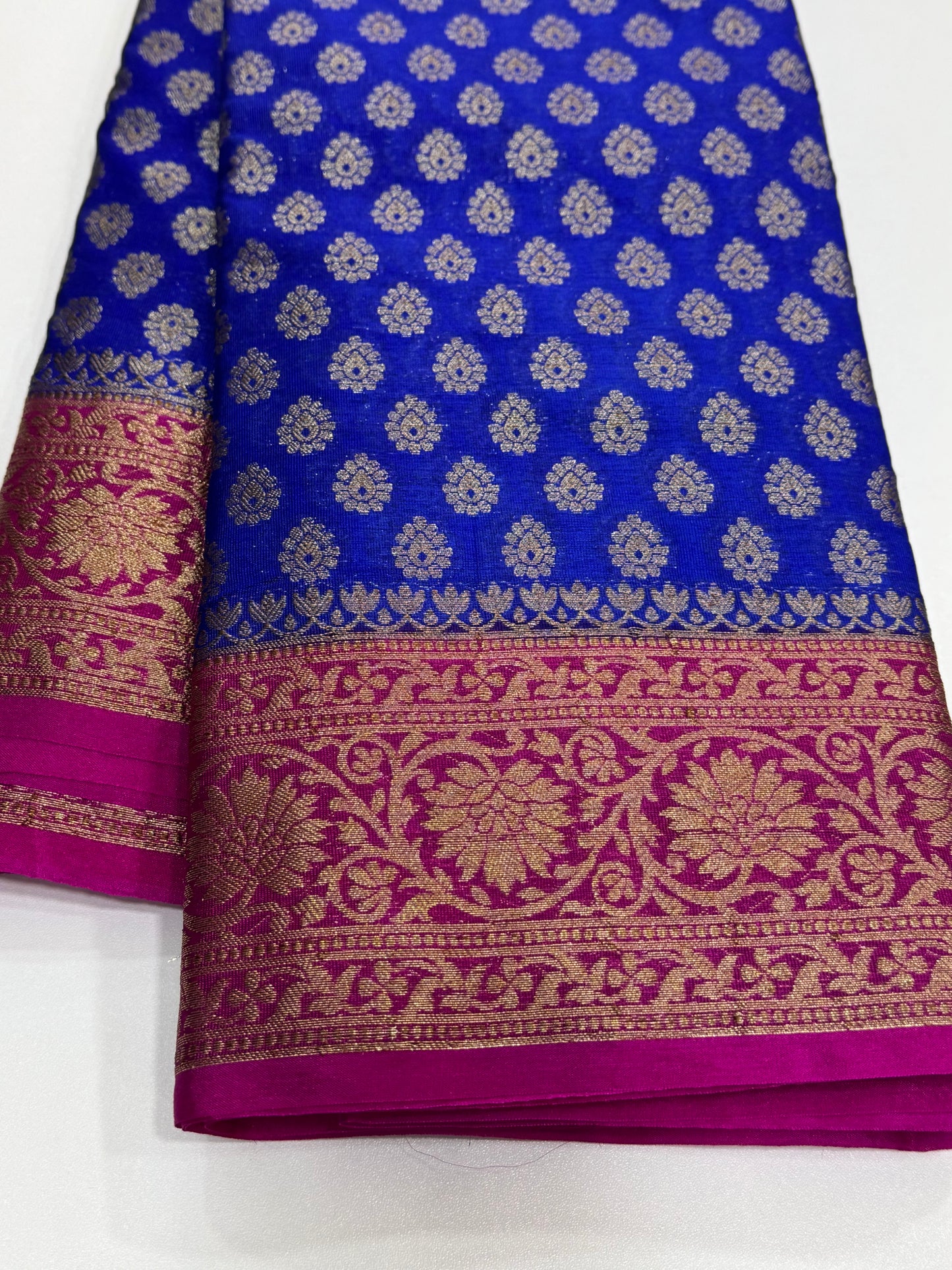 Premium Banarasi bridal sarees - royal blue -rani pink combination