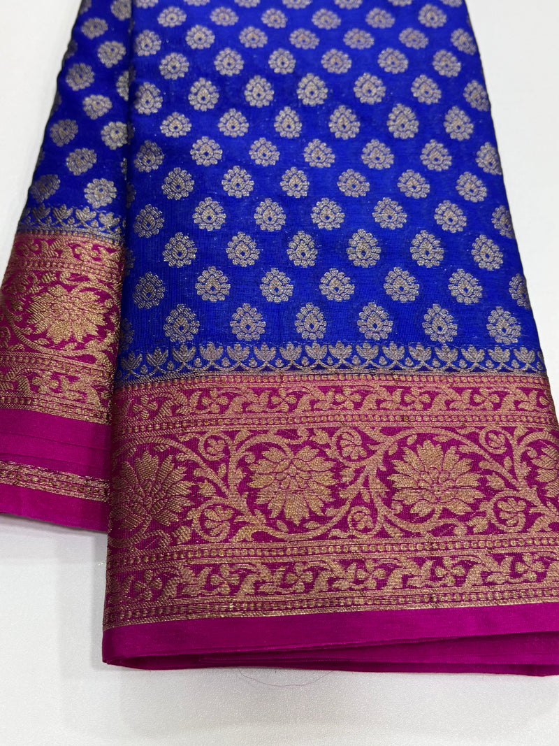Premium Banarasi bridal sarees - royal blue -rani pink combination
