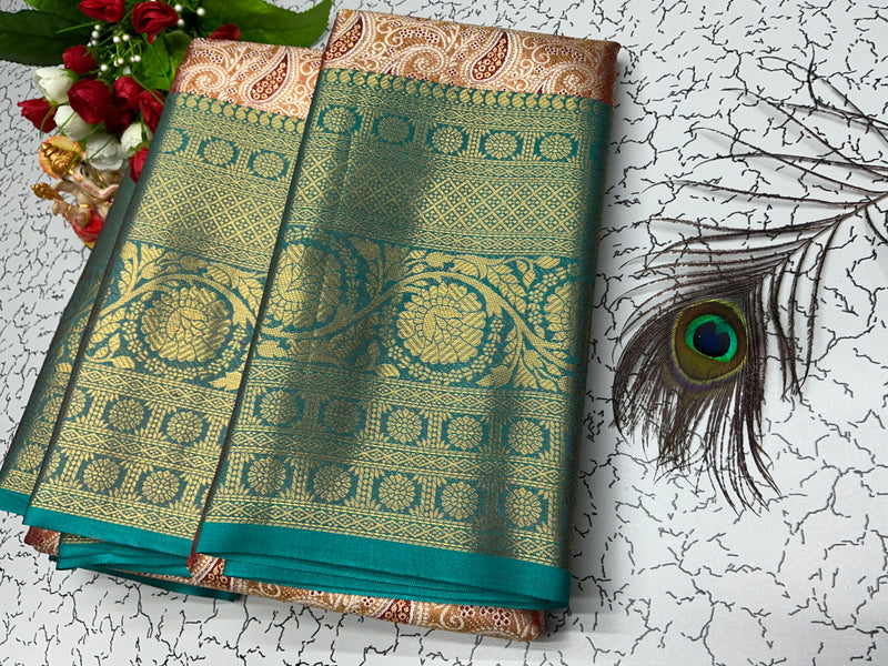 2 Gram Bridal Saree – Mango Butta with Leaf Green Zari Border