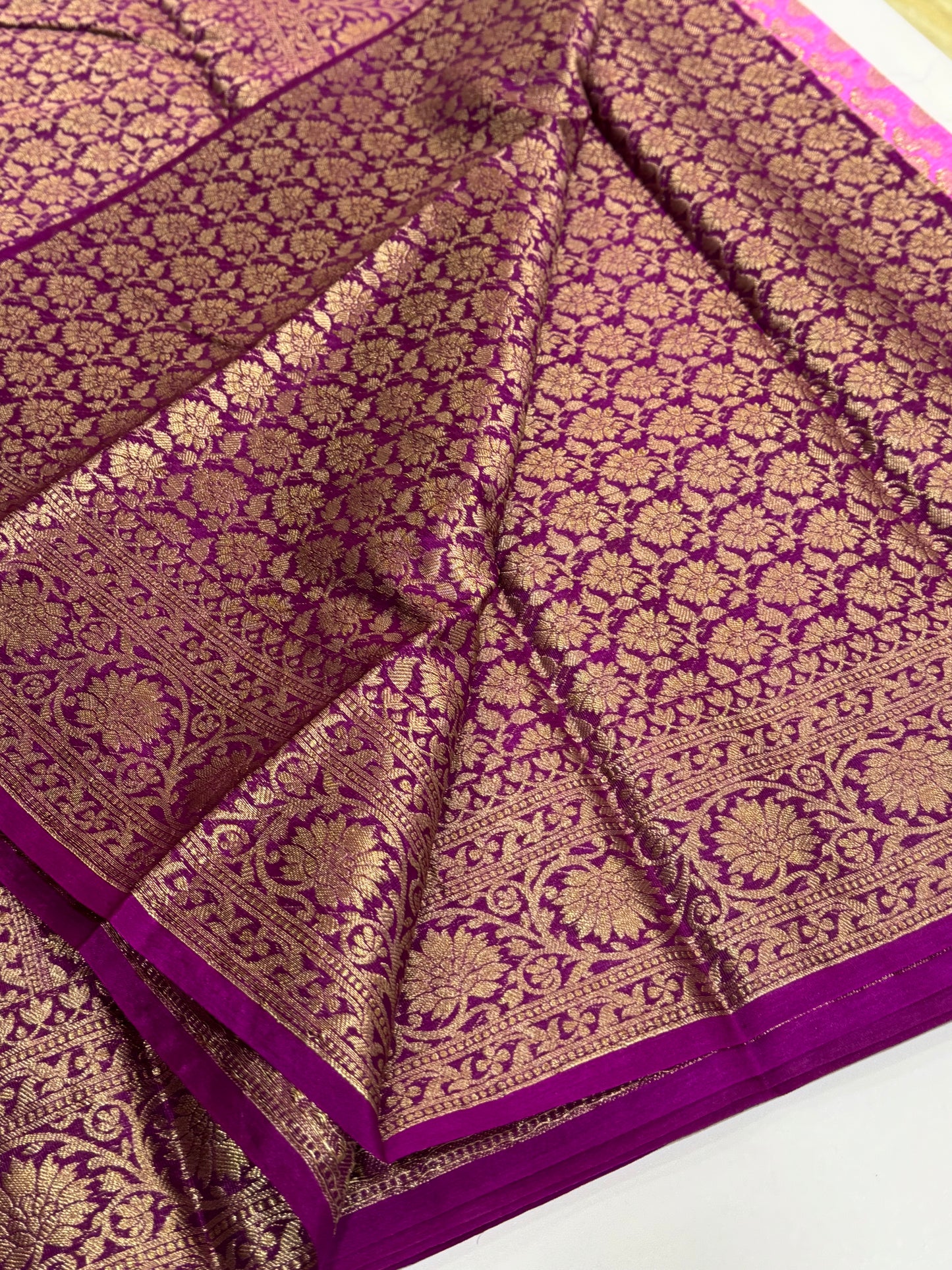 Premium Banarasi silk saree - elegant rose with mejanta wine colour