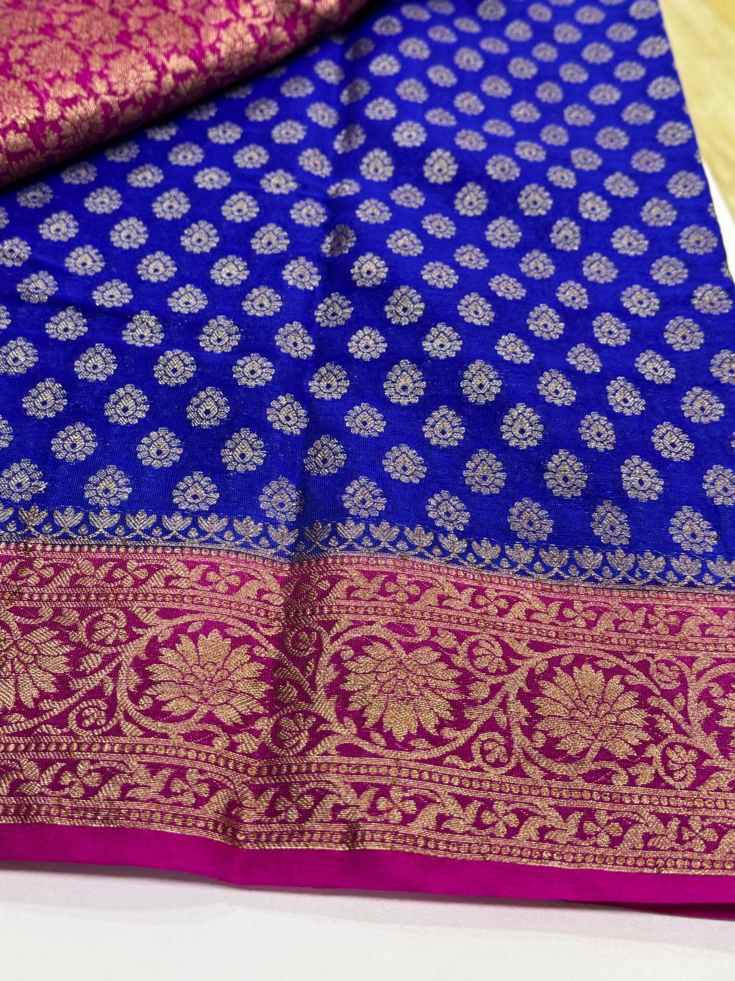 Premium Banarasi bridal sarees - royal blue -rani pink combination