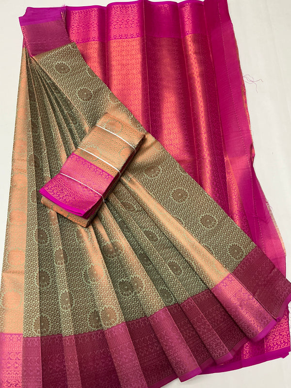 Trending semi Kanchipuram vairaoosi bridal saree’s