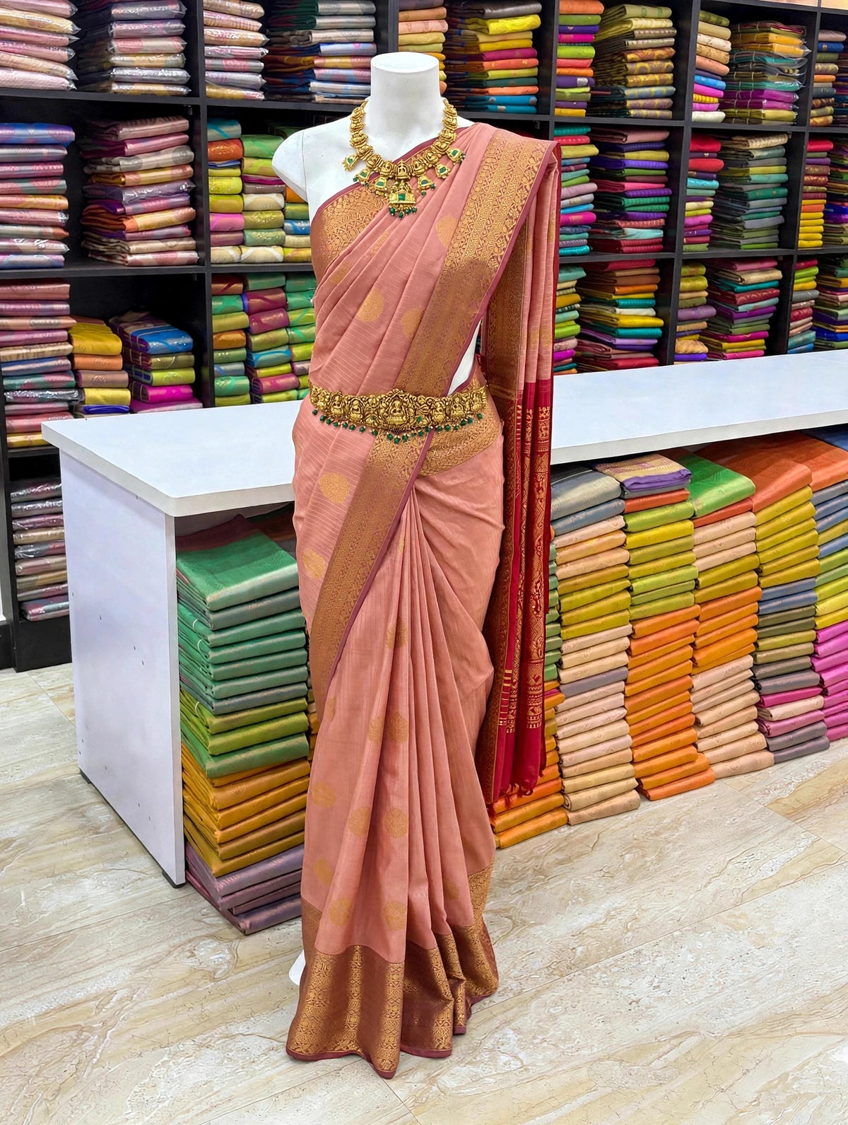Kanchi Soft Silk Saree | Zari Woven Stripes & Butta Design | Contrast Pallu With Blouse| Sri Nandhini Tex