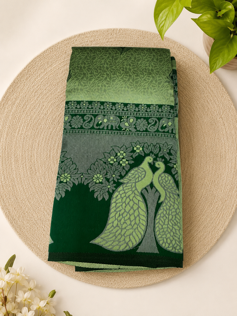 Kubera Peacock Bridal Saree – Emerald Green | Rich Peacock Pallu | Sri Nandhini Tex | SNTPB001