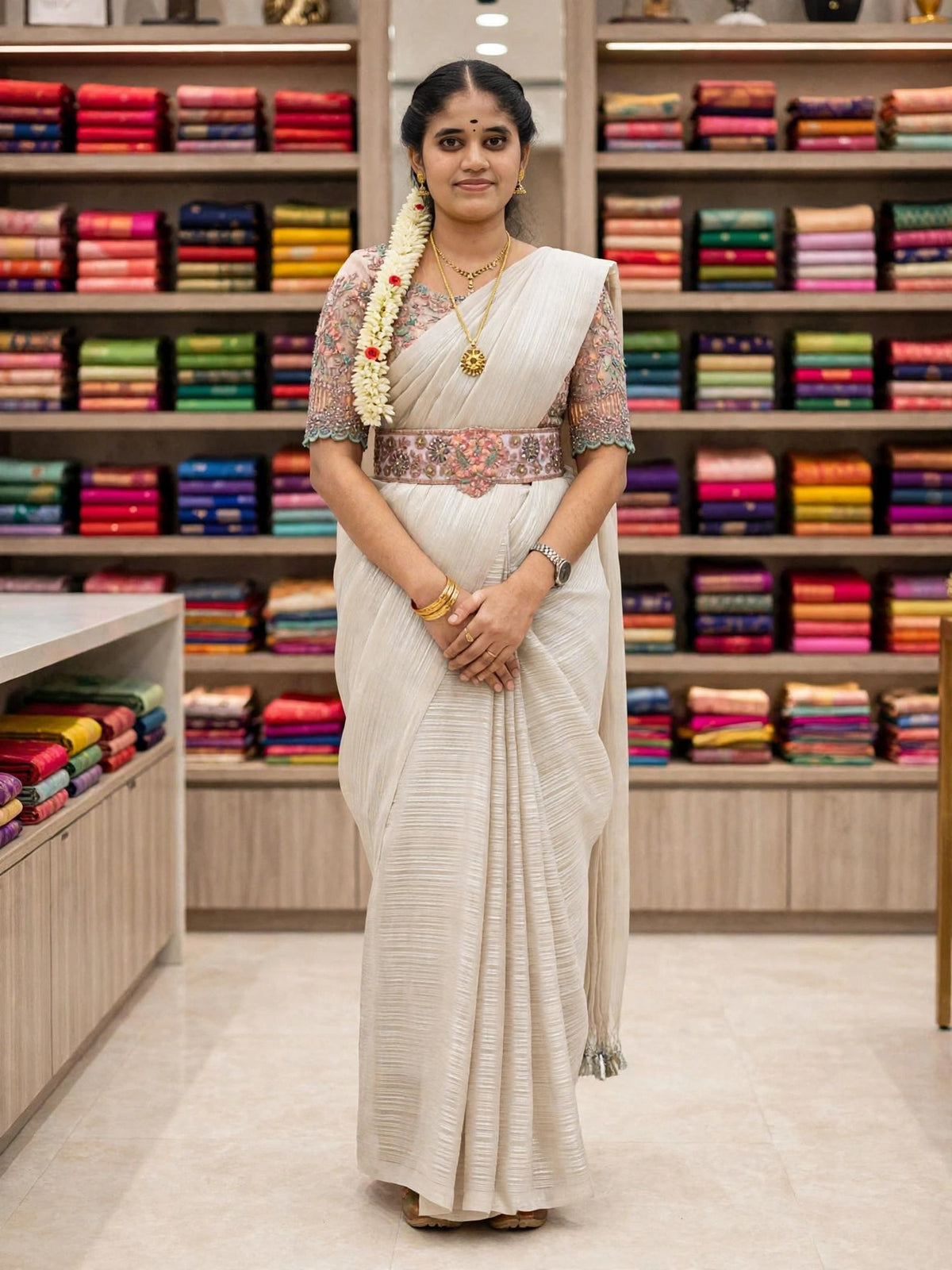 Party Wear Designer Saree with Hip Belt & Blouse | SNTPWD01 | Sri Nandhini Tex
