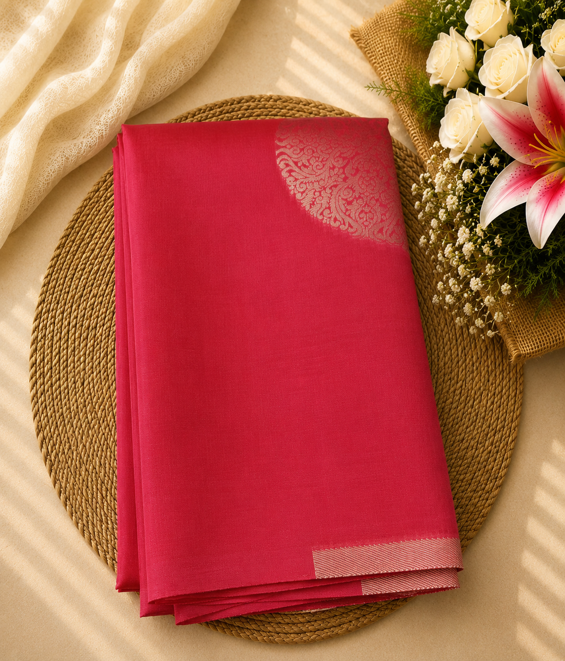 Semi Soft Silk Offer Saree | Coral Pink | Elegant Everyday Wear | Sri Nandhini Tex | Code: SNTAOS05