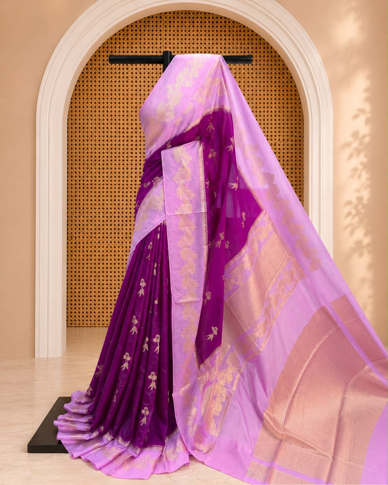 Premium Warm Silk Saree – Plum Purple with Lavender Pink Contrast | Graceful Festive Silk | Sri Nandhini Tex | SNTS004