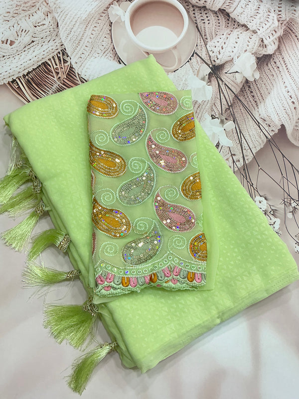 Fancy georgette soft - pistachio green