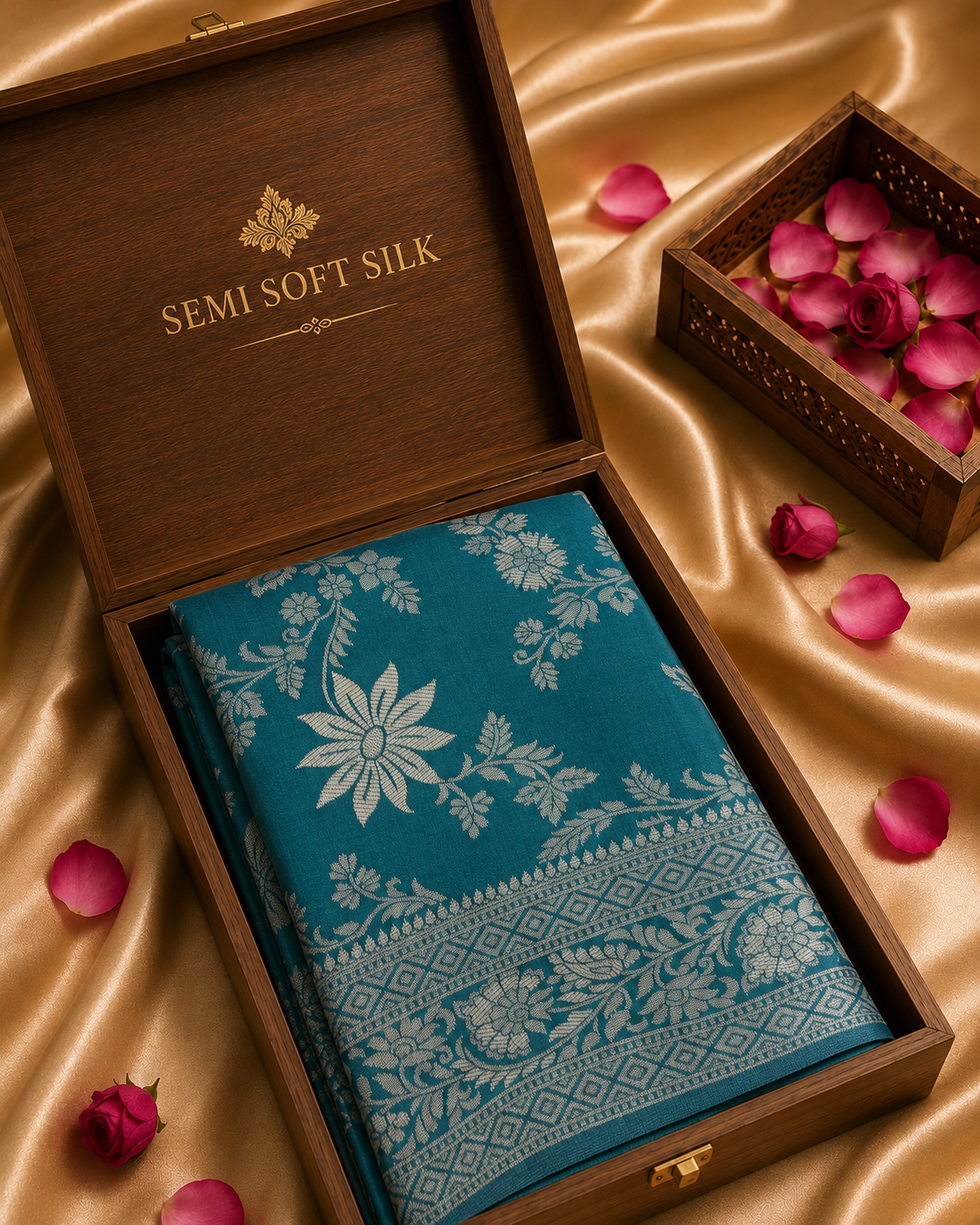 Semi Soft Silk | Teal Blue | Sri Nandhini Tex | Code: SNTSS801