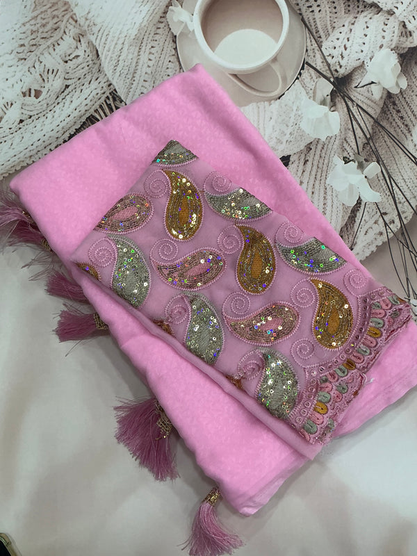 Fancy saree - blush pink