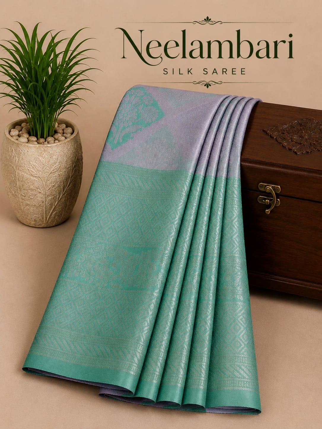 Premium Neelambari Silk Saree – Lavender Purple with Aqua Green Contrast | Sri Nandhini Tex | SNTNS007