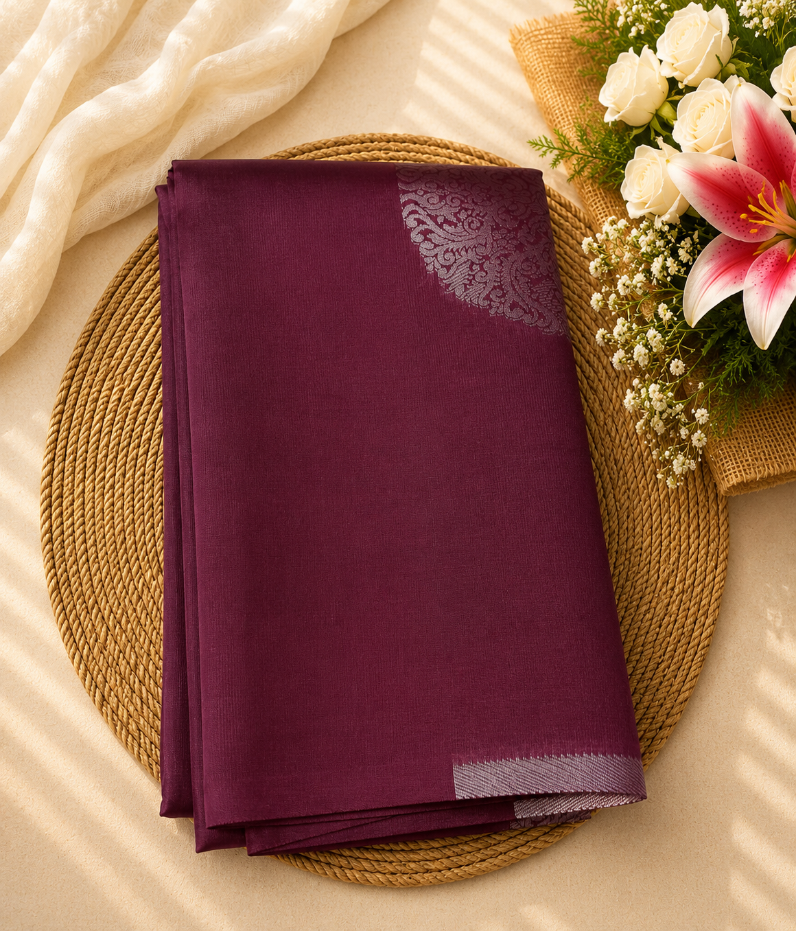 Semi Soft Silk Offer Saree | Wine Purple | Premium Festive Collection | Sri Nandhini Tex | Code: SNTAOS10