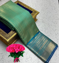 Sneha Inspired Saree – Light Peacock Green with Blue Border