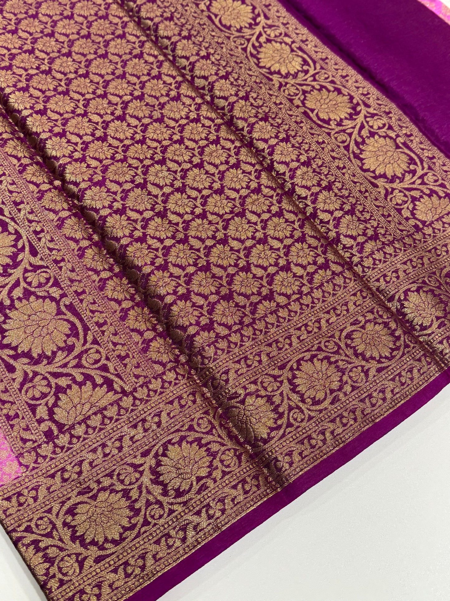 Premium Banarasi silk saree - elegant rose with mejanta wine colour