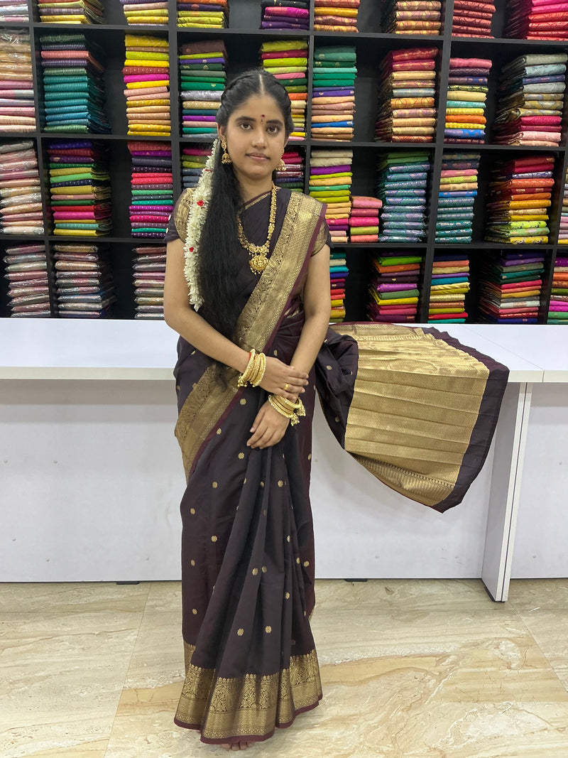 Trending Coffee Brown Soft Silk Saree | Elegant Gold Zari Weaving | Traditional Festive Wear | Sri Nandhini Tex | SNTCBS001