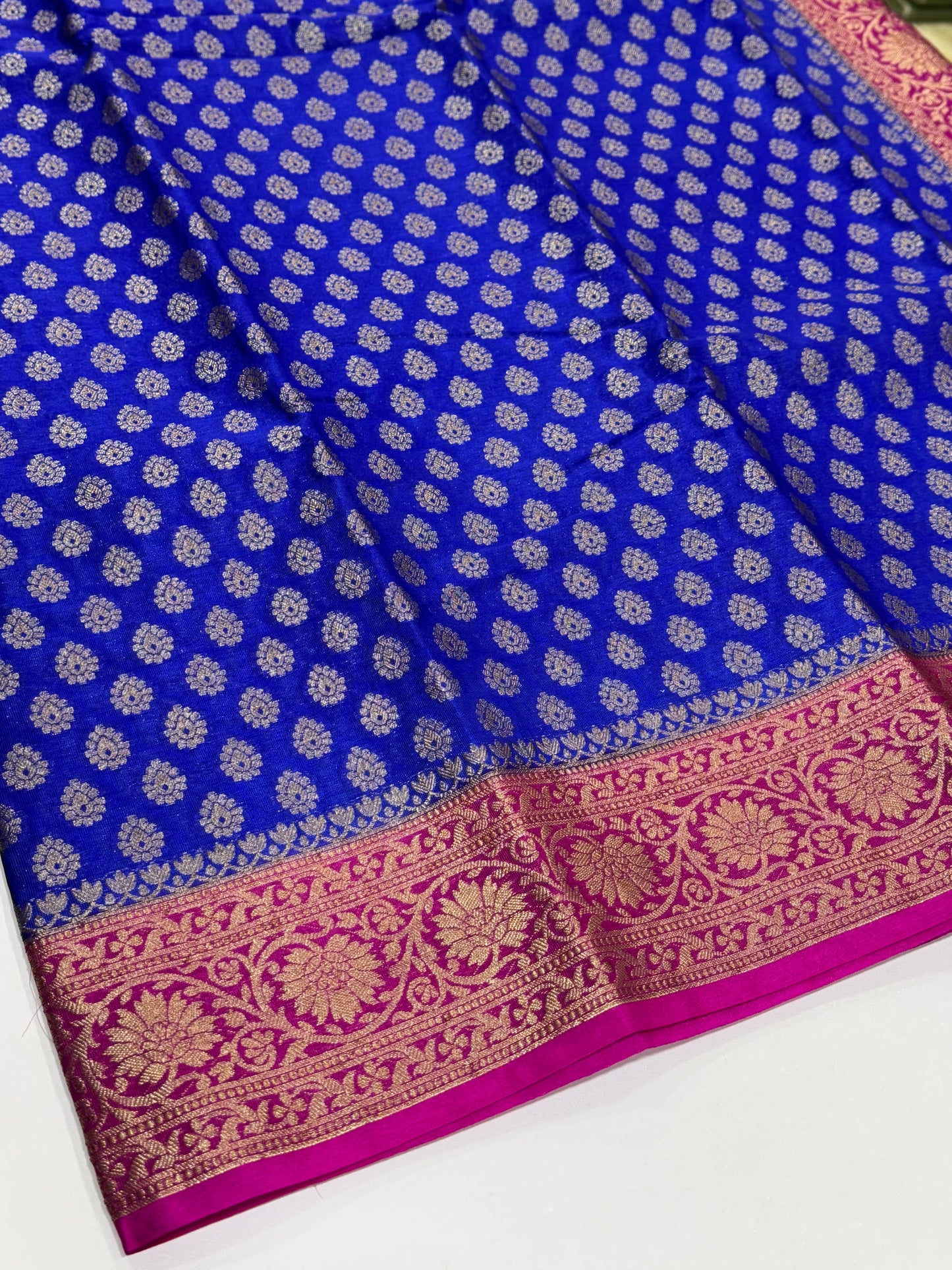 Premium Banarasi bridal sarees - royal blue -rani pink combination