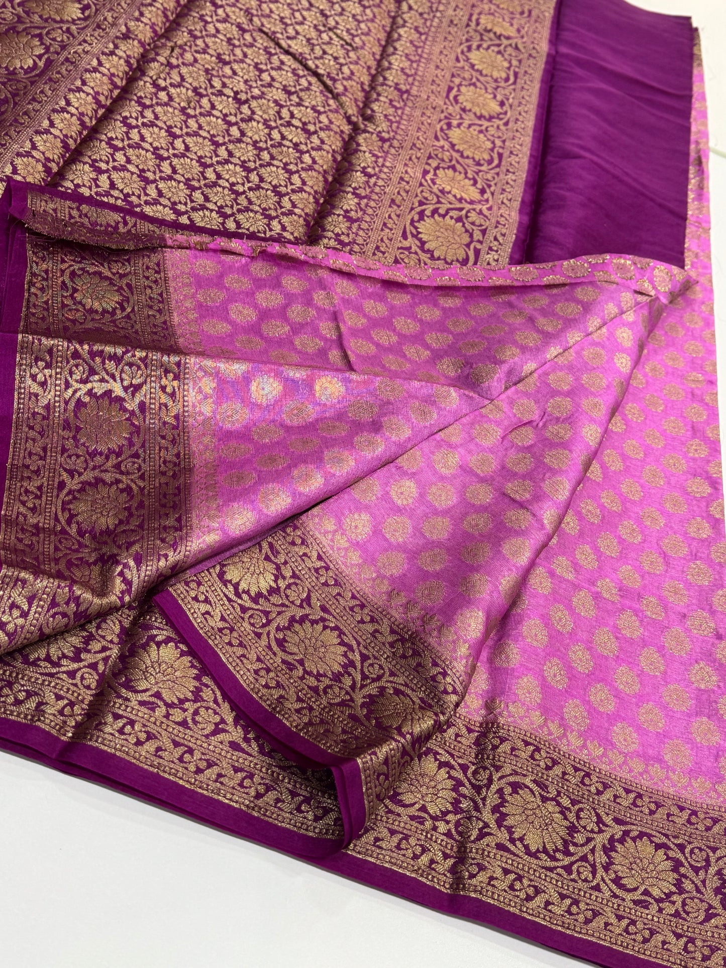Premium Banarasi silk saree - elegant rose with mejanta wine colour