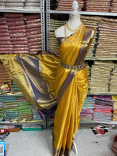 Jyothika Inspired Saree – Mustard Yellow with Contrast Violet Border