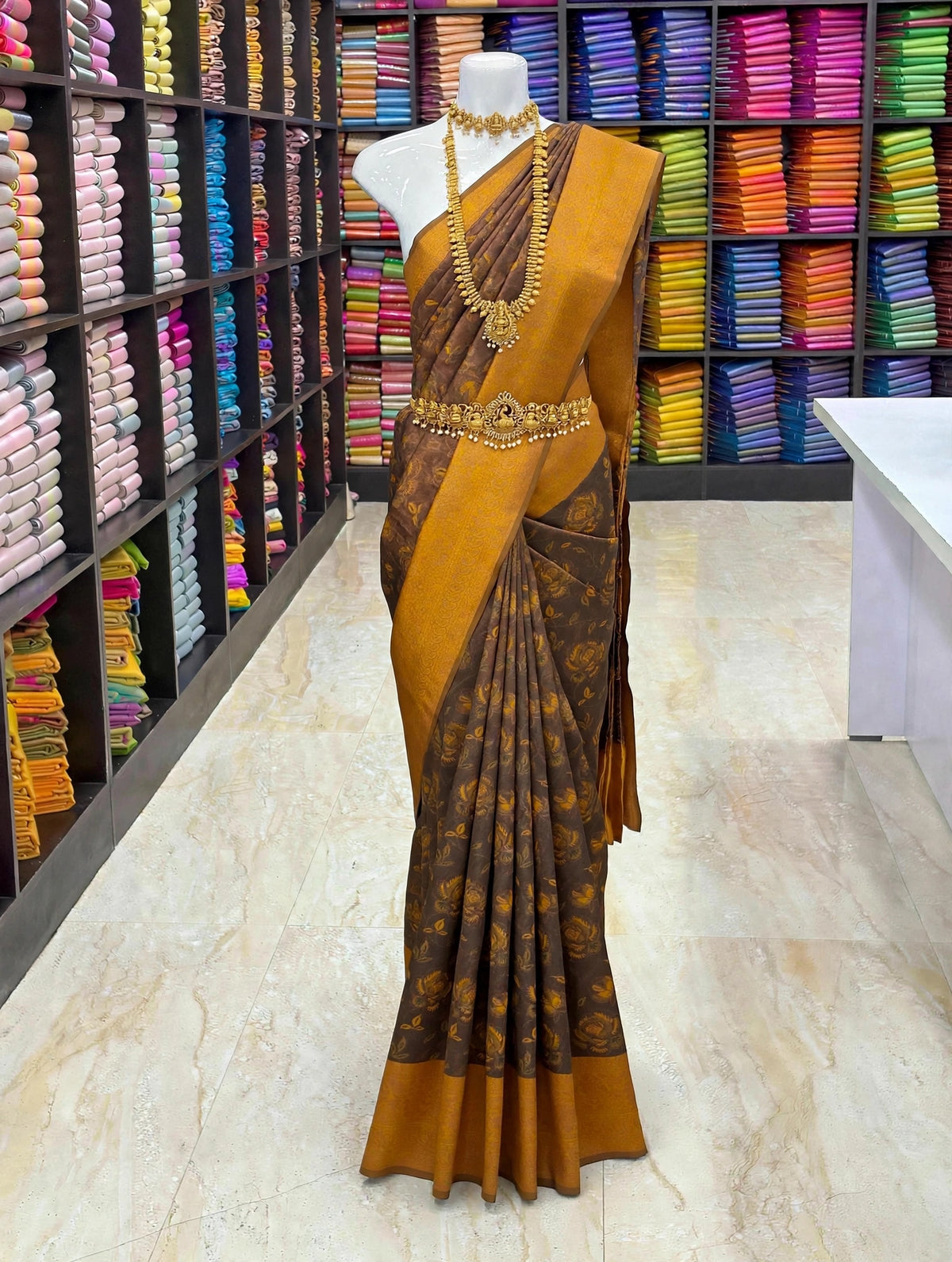 Woven Soft Silk Saree | Contrast Border & Pallu | Floral Design | Traditional Silk Saree Collection