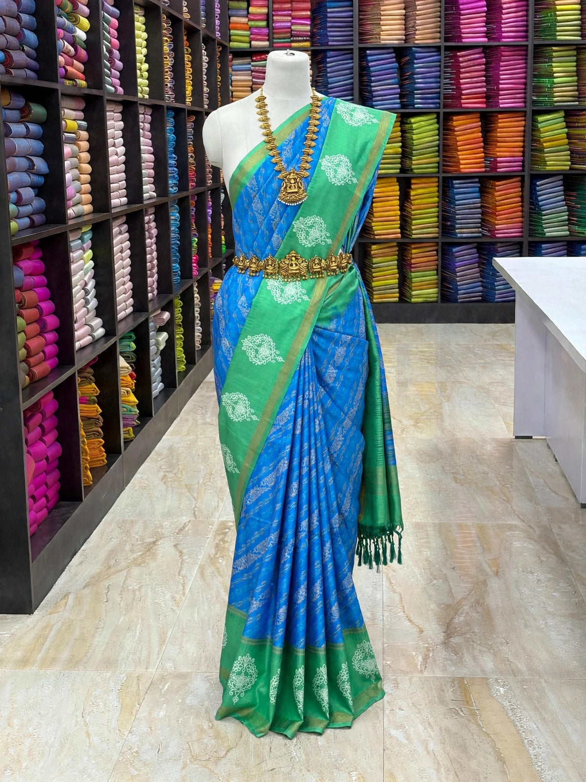 Tussar Soft Silk Saree with Contrast Pallu & printed design | Sri Nandhini Tex  Product Code:SNTTSS03
