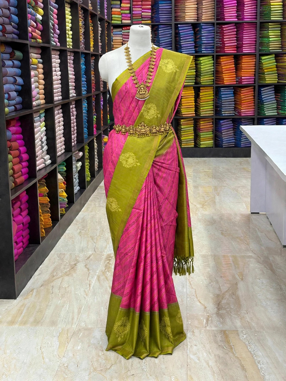 Tussar Soft Silk Saree with Contrast Pallu & printed design | Sri Nandhini Tex  Product Code:SNTTSS03