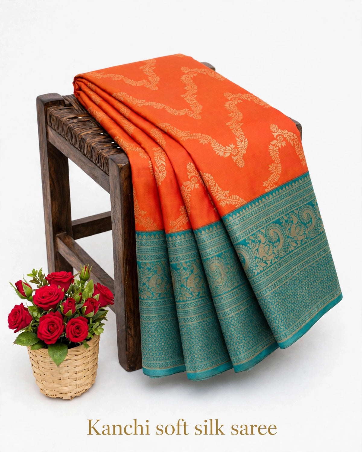 Coral Orange & Peacock Teal Necklace Design Premium Soft Silk Saree | Dual Shade | Ultra Soft Finish | Sri Nandhini Tex | SNTNDS002