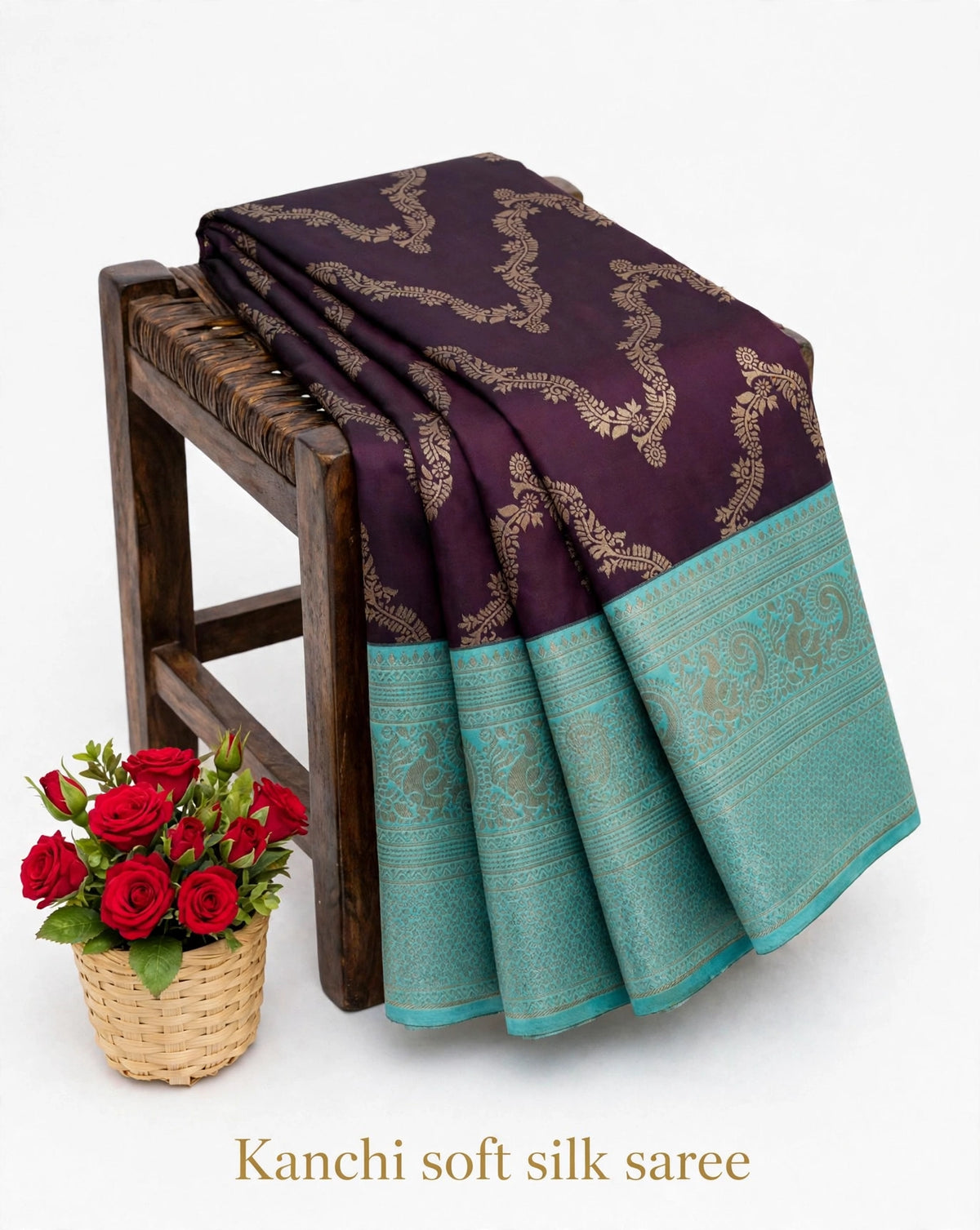Deep Purple & Turquoise BlueDual Shade Premium Soft Silk SareeCode: SNTNDS001