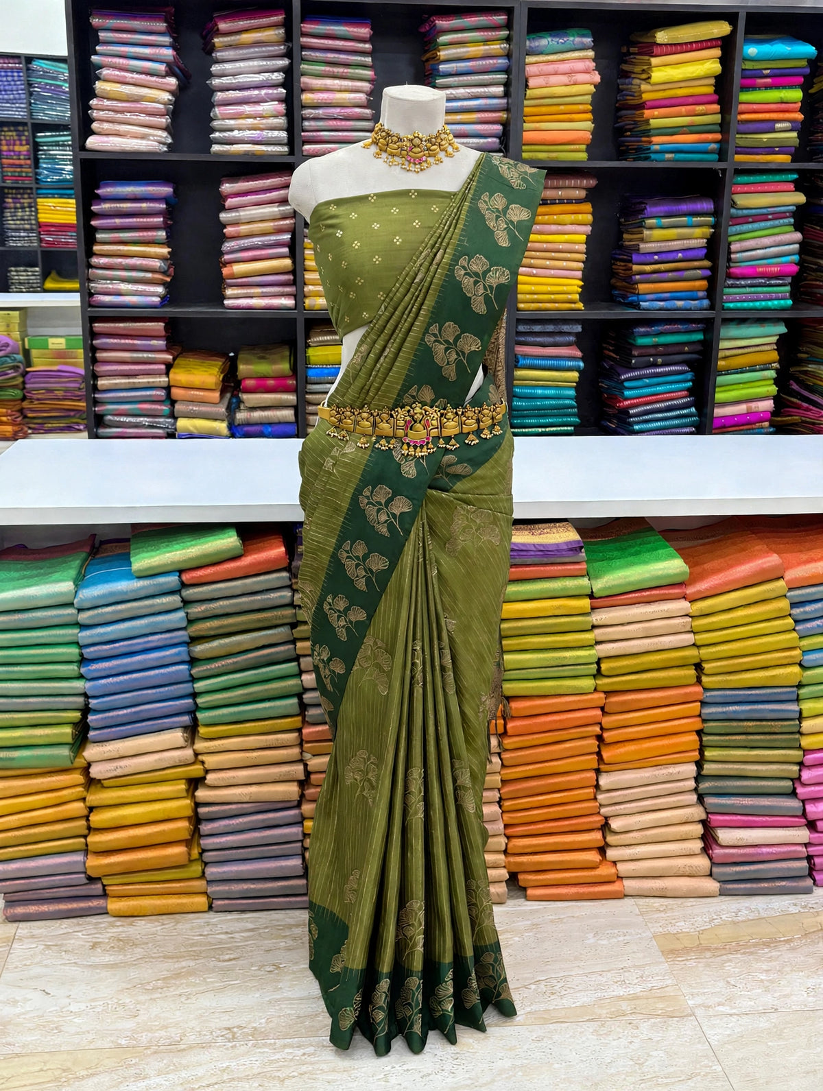Premium Kanchi Luxury Soft Silk Saree in Olive Green & Bottle Green | Ultra Soft Finish | Sri Nandhini Tex | SNTPKSS004