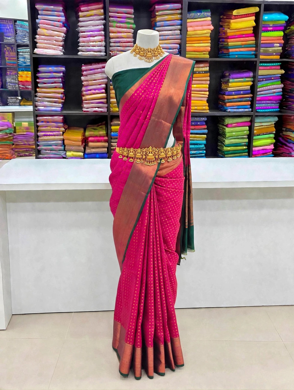 Premium Thousand Buttas Saree – Fuchsia Pink | Festive Elegance Saree | Sri Nandhini Tex | SNTB004